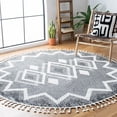 thumbnail image 2 of SAFAVIEH Moroccan Tassel Reanna Southwestern Shag Area Rug, Ivory/Black, 6'7" x 6'7" Round, 2 of 8