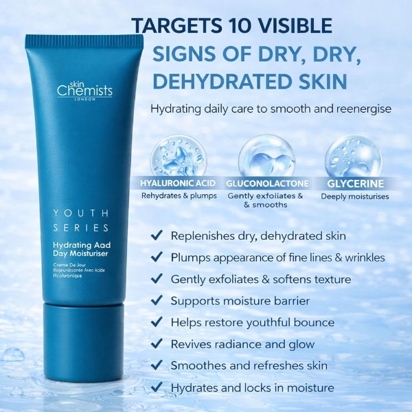 skinChemists Daily Hydrating Face Cream for Dryness & Fine Lines with Hyaluronic Acid – Lightweight Moisturizer, 50ml