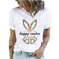 thumbnail image 1 of RKSTN Hauts pour Femmes 2024 Col Rond Manches Courtes Mignon Lapin de Pâques Imprimé T-Shirt Mode Été Coupe Décontractée Blouse Unie, 1 of 9