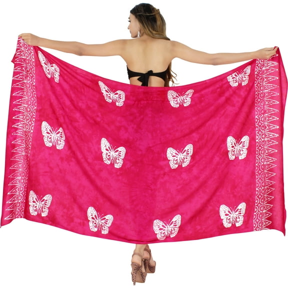 HAPPY BAY Women's Beachwear Summer Bikini Wraps Beach Wrap Sarong Swimwear Swim Cover up Skirt Bathing suit Pareo Coverups for Women One Size Fuscia, Butterfly