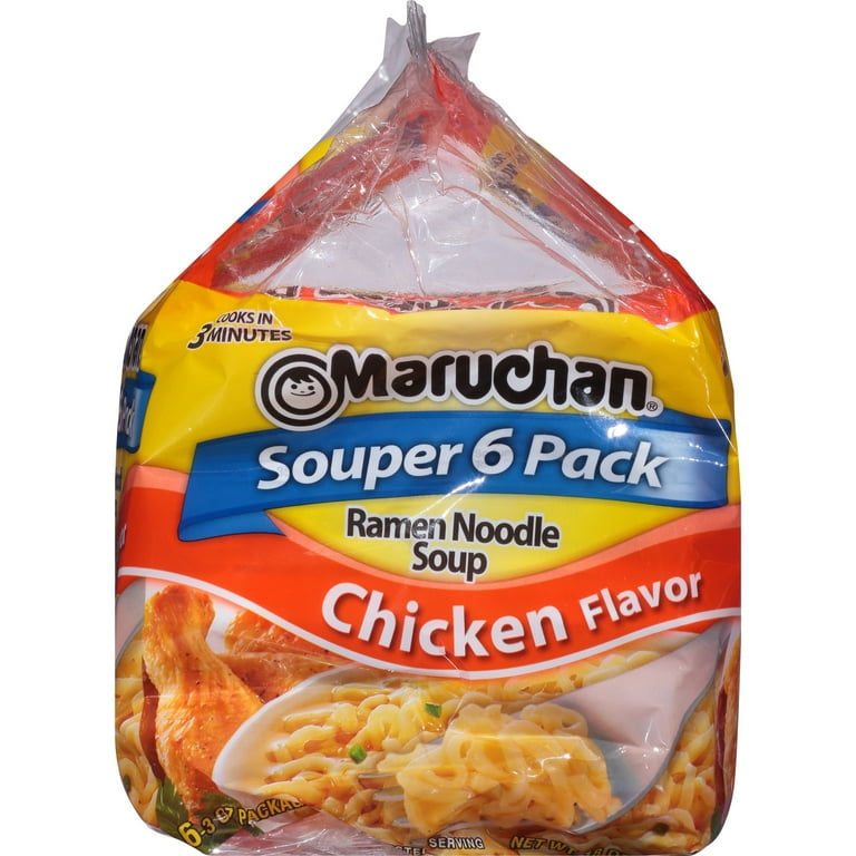 Maruchan Chicken Flavor Ramen Noodle Soup, Ready-to-Cook Souper 6