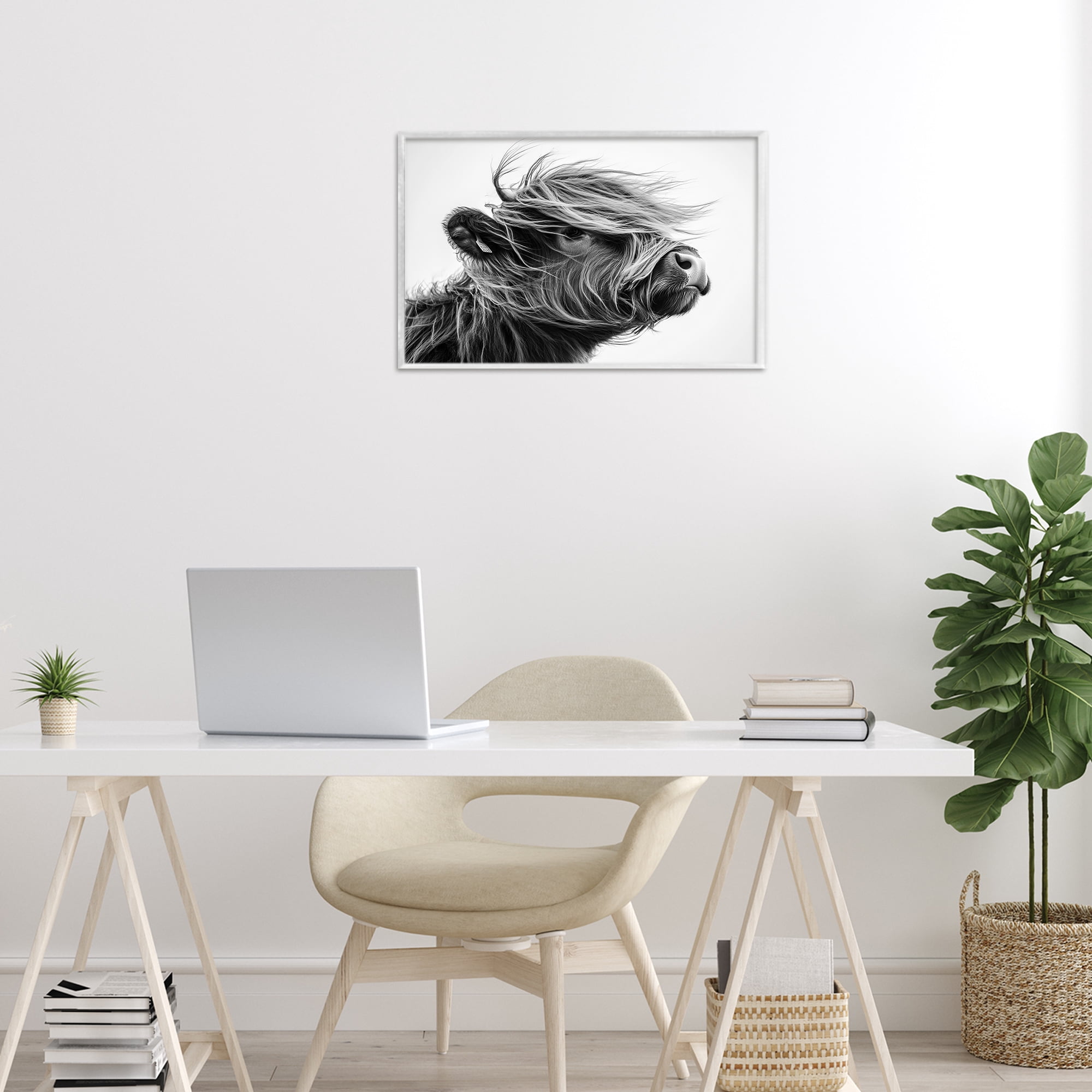 Stupell Industries Handsome Highland Portrait White Framed Giclee Art, design by Tina LeCour