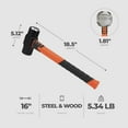thumbnail image 2 of GROZ 4 Pound Head Hard Face Sledge Hammer with 16 Inch Fiberglass Handle, 2 of 7
