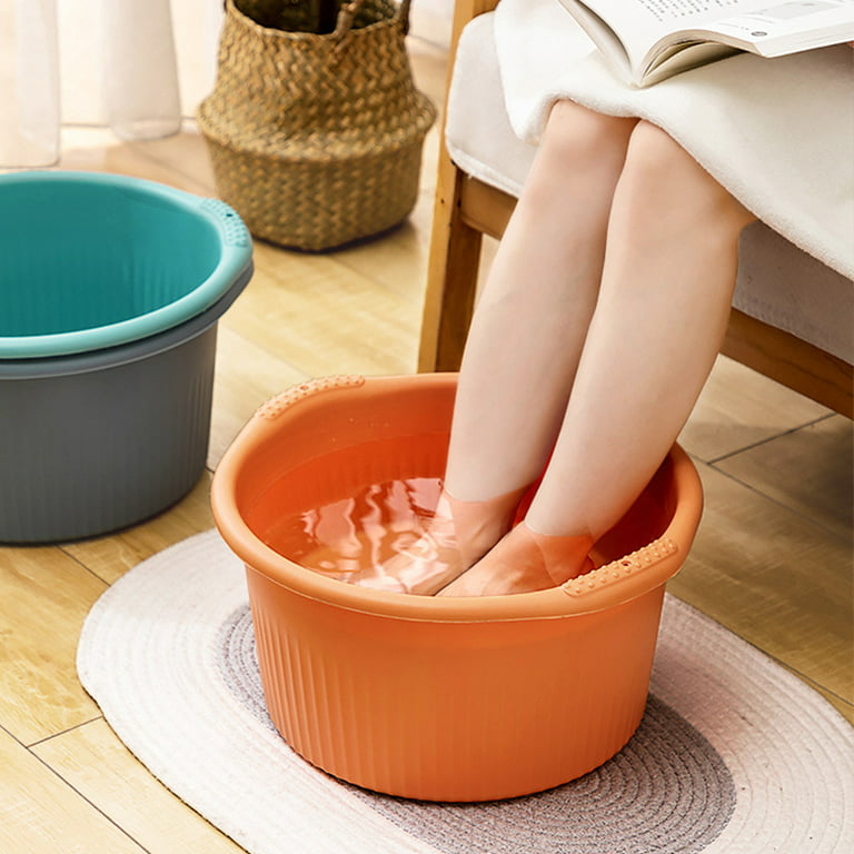 Folding Foot Bath Bucket Plastic Foot Bath Tub Thickened Foot Wash Bucket  Massage Bucket Household Color: Light Blue