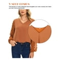 thumbnail image 4 of PULLIMORE Womens V Neck Swiss Dot Tops Long Lantern Sleeve Casual Loose Blouse (S, Orange), 4 of 10