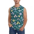 thumbnail image 2 of Goofa Floral Printed Men's Sleeveless T-Shirt - Athletic Gym Workout Tank Top for Men - Moisture-Wicking, UPF 30+ Quick-Dry Muscle Tee-, 2 of 8