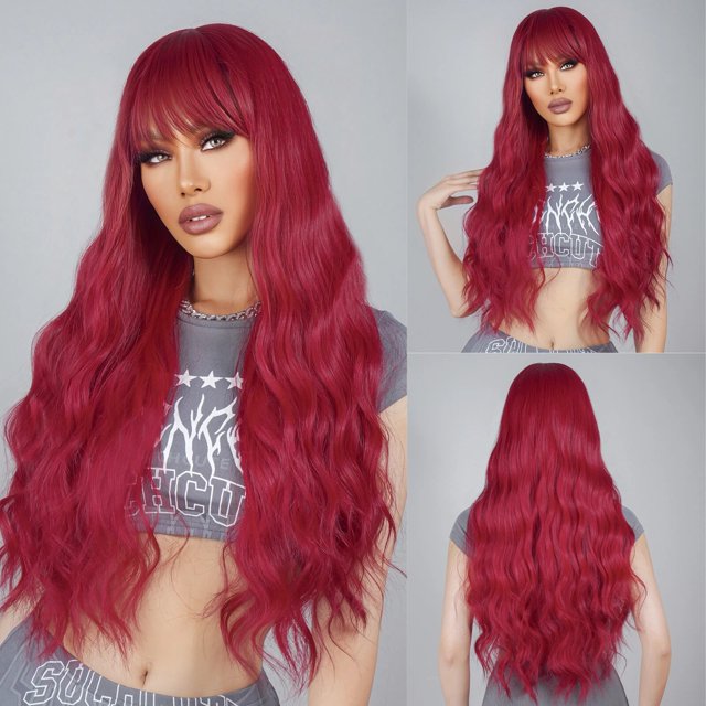 Peluca de cabello rizado Natural para mujer, cabellera artificial largo y ondulado con flequillo, color negro y Rubio degradado, estilo Afro, resistente al calor, uso diario