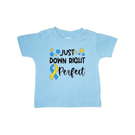

Inktastic Just Down RIght Perfect Down Syndrome Awareness Ribbon Gift Baby Boy or Baby Girl T-Shirt