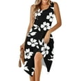 thumbnail image 6 of ZQUUVOU Women's Casual Summer Dress Sleeveless Floral Mini Round Neck Beach Dress Black, 6 of 8