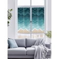 thumbnail image 4 of Non-Adhesive Static Cling Window Tint, Turquoise Ombre Stripe Window Privacy Film Frosted, Summer Beach Abstract Waves Moires Insulated Windows Frosted Films for Living room, 35.4 x 78.7 Inches, 4 of 9