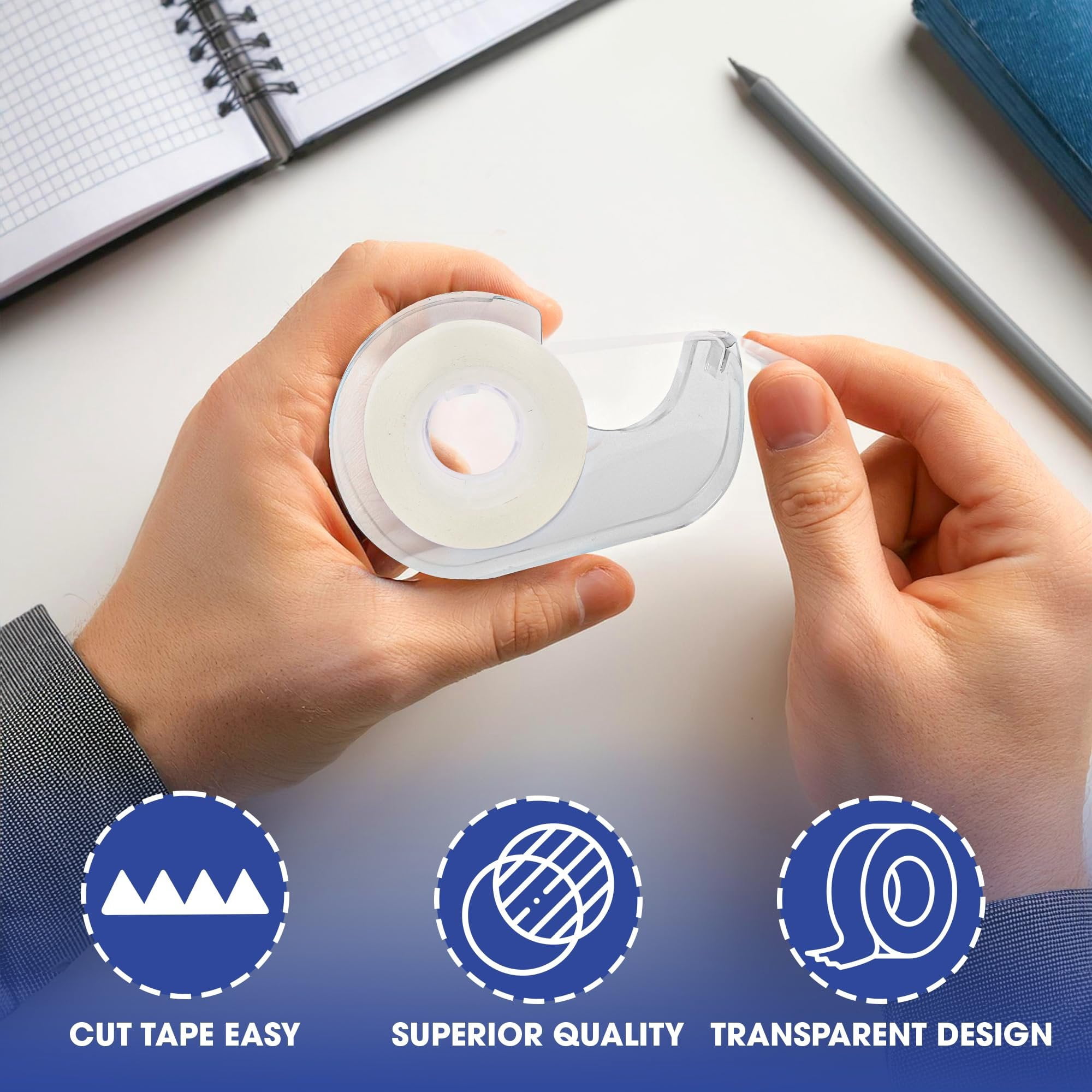 Darice Transparent Tape with Dispenser - 24 Pack Clear Tape, 0.7" x 36 Yds, 1-Inch Core, Smooth Cutting, Durable Adhesive for Office, Home, School, Arts & Crafts, and Gift Wrapping Tape