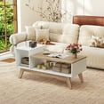 thumbnail image 4 of Gymax Coffee Table 43'' Center Table w/ Stepped Tabletop & Storage Compartments, 4 of 10