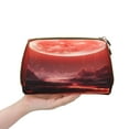 thumbnail image 4 of Naloa Red Moon Lava Leather Makeup Bag for Purse Travel, Portable Small Cosmetic Organizer for Women and Girls, Make up Bag with Zipper, 4 of 8