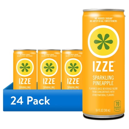 (24 pack) Izze Can Sparkling Juice Pineapple, 8.4 fl oz can