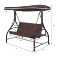 thumbnail image 2 of Costway Balançoire d'Extérieur Convertible avec Auvent, Hamac 3 Places, Mobilier de Patio/terrasse, Brun, 2 of 8