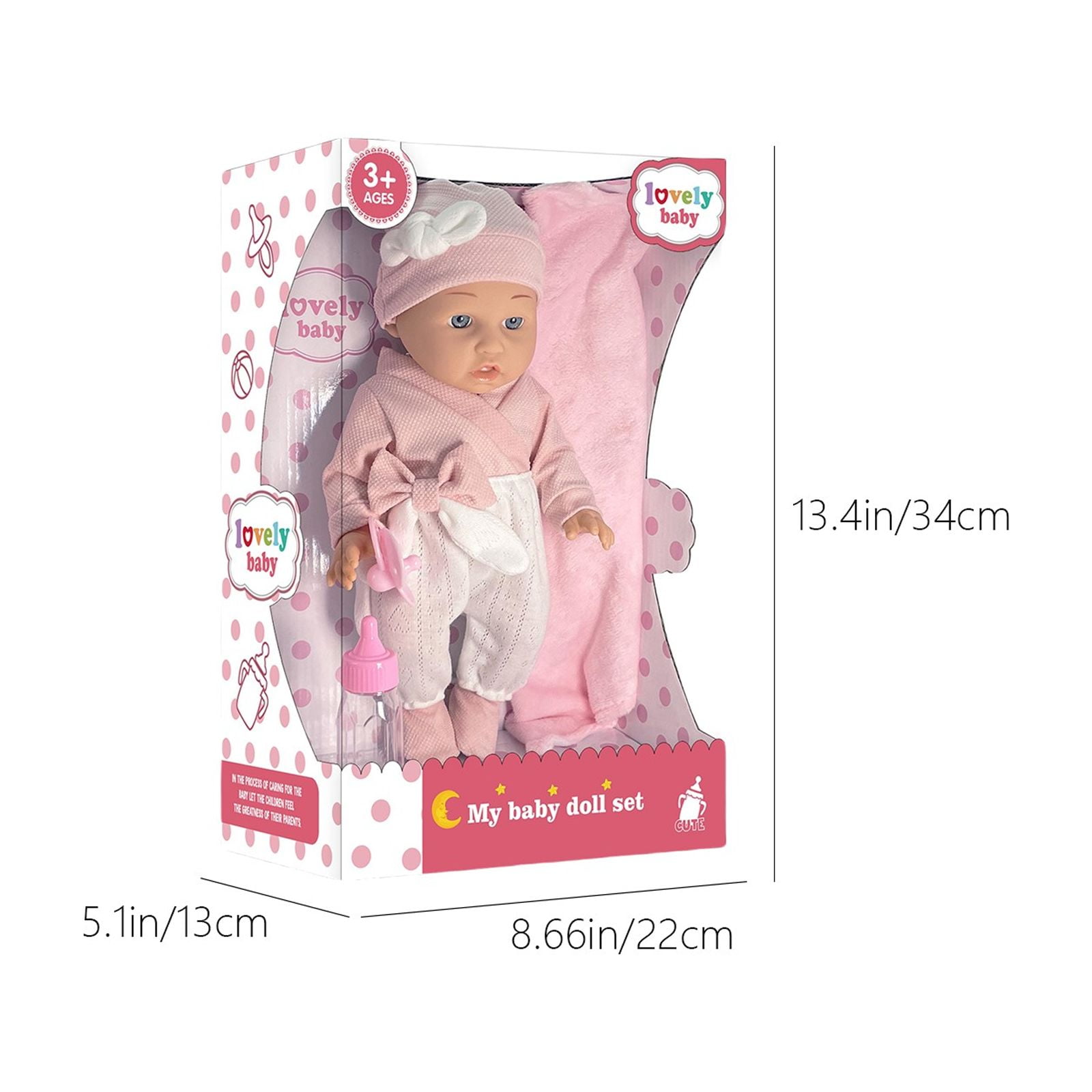 Twfbrm 12 Inch Baby Dolls Set with Clothes Bottle and Pacifier,Newborn Reborn Baby Doll with Soft Sleep Bassinet Bed Crib Pillow Blanket Pacifier Feeding Bottles Toys for Toddlers Age 3+