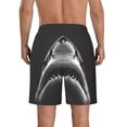 thumbnail image 3 of Kdxio Black And White Shark Pattern Mens Casual Shorts - Drawstring Summer Beach Sports Shorts for Men, 3 of 5