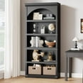 thumbnail image 7 of 69Inch Arched Bookshelf,5 Tier Wooden Farmhouse Bookcase with Wooden Base,Tall Bookshelves for Office Library Living Room,Black, 7 of 7