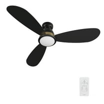 52" 3 Blade Black and Gold Smart Ceiling Fan with 10 Speed DC Motor and Light