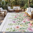 thumbnail image 2 of Colorful Flowers Outdoor Rug for Patio/Deck/Porch, Non-Slip Large Area Rug 3 x 5 Ft, Spring Leaves Floral Botanical Wood Grain Indoor Outdoor Rugs Washable Area Rugs, Camping Rug Carpet Runner, 2 of 8