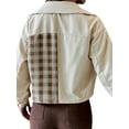 thumbnail image 4 of Arvbitana Women's Lightweight Jacket Long Sleeve Button Plaid Patchwork Lapel Coats with Pockets Spring Fall Casual Outerwear Streetwear, 4 of 5