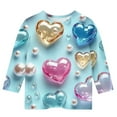 thumbnail image 4 of VKOYWKM Girls Valentine Tops Love Heart Graphic Blouses 3/4 Sleeve Crew Neck Romantic Holiday Tees, 4 of 5