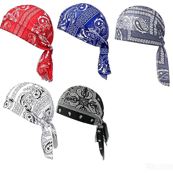Cycling Elastic Cap, 5-Pack Cooling Headscarf Set with Breathable Sweat-Wicking Fabric for Cycling, Running and Sports