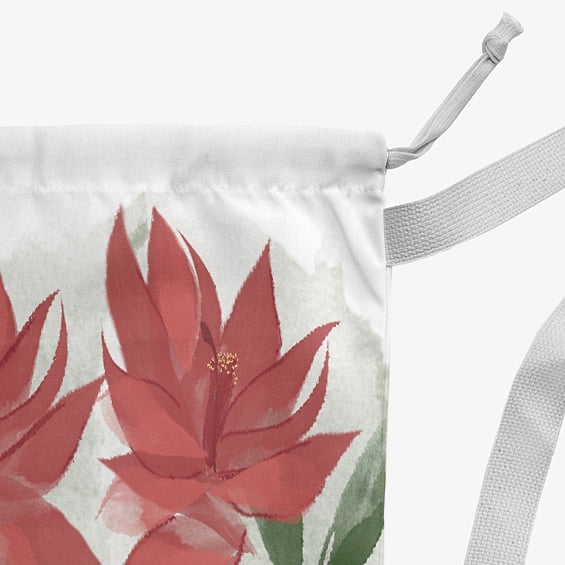 Simply Daisy Christmas Cactus 18 x 29 in Orange Laundry Bag