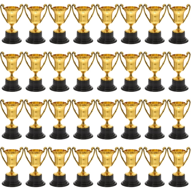 32 piezas Mini Trofeo Modelo Pequeño Trofeo de Plástico Accesorio para Fiesta Trofeo de Plástico Juguete con Base