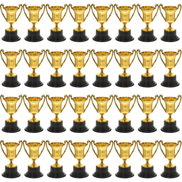 32 piezas Mini Trofeo Modelo Pequeño Trofeo de Plástico Accesorio para Fiesta Trofeo de Plástico Juguete con Base