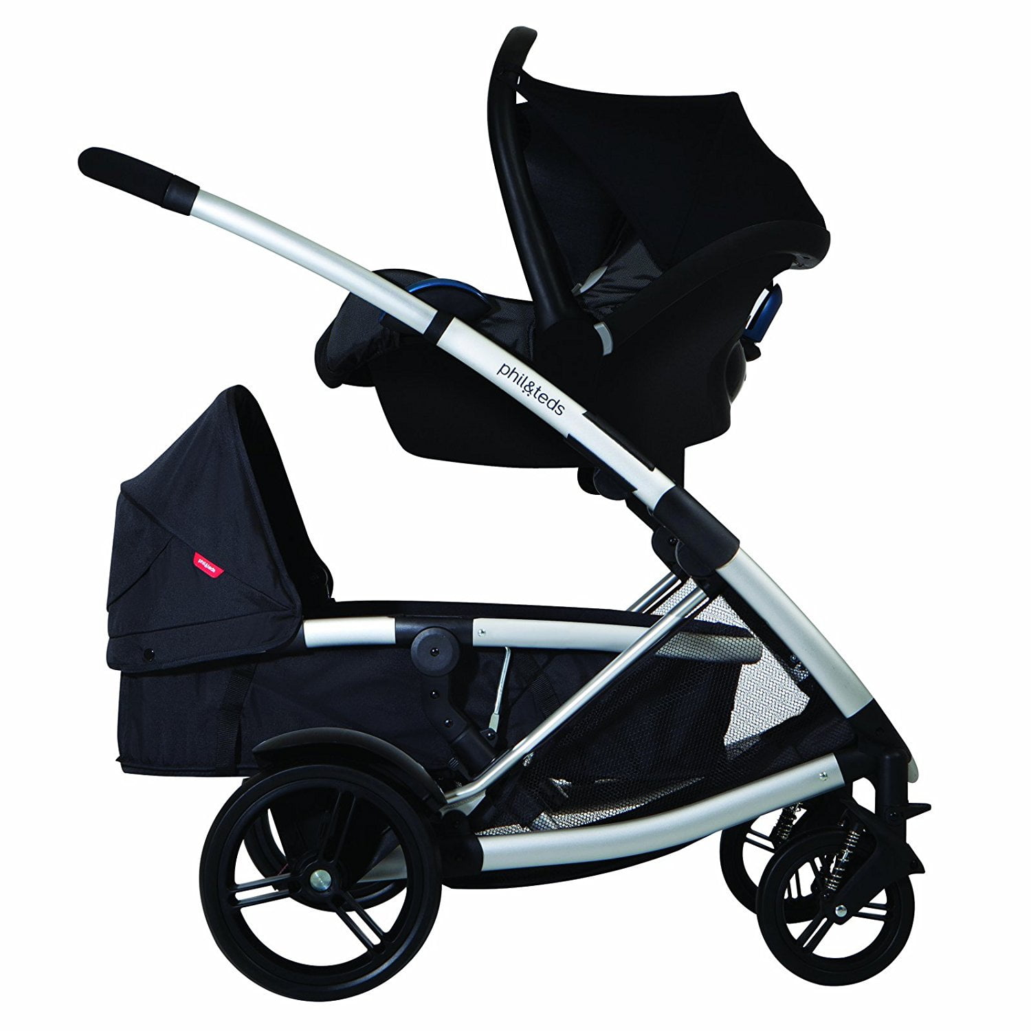 double pushchair with car seat attachment