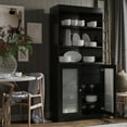 thumbnail image 4 of Palace Imports 100% Solid Wood 32" Pantry Cabinet with Frosted Glass Doors, 2-Drawers and Adjustable Shelves, Black, 4 of 7
