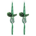 thumbnail image 1 of Soportes de plantas de macramé Uxcell para interiores, estante para plantas colgante con base de madera resistente para colgar en la pared, techo o ventana, paquete de 2 en verde, 1 of 7