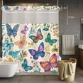 thumbnail image 5 of Spring No Hooks Shower Curtain with Snap-in Liner Gradient Pink Yellow Blue Butterfly Watercolor Farmhouse Shower Curtains for Bathroom, Waterproof, Easy Install, Washable 72"x72", 5 of 9
