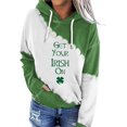 thumbnail image 3 of Sudadera con capucha con cordón para el día de San Patricio para mujer, sudadera con capucha de trébol estampada de manga larga para mujer, 3 of 5