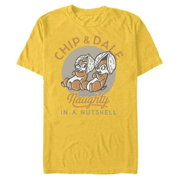 Disney Chip n Dale Naughty in a Nutshell - Short Sleeve Blended T-Shirt for Adults -Customized-Yellow