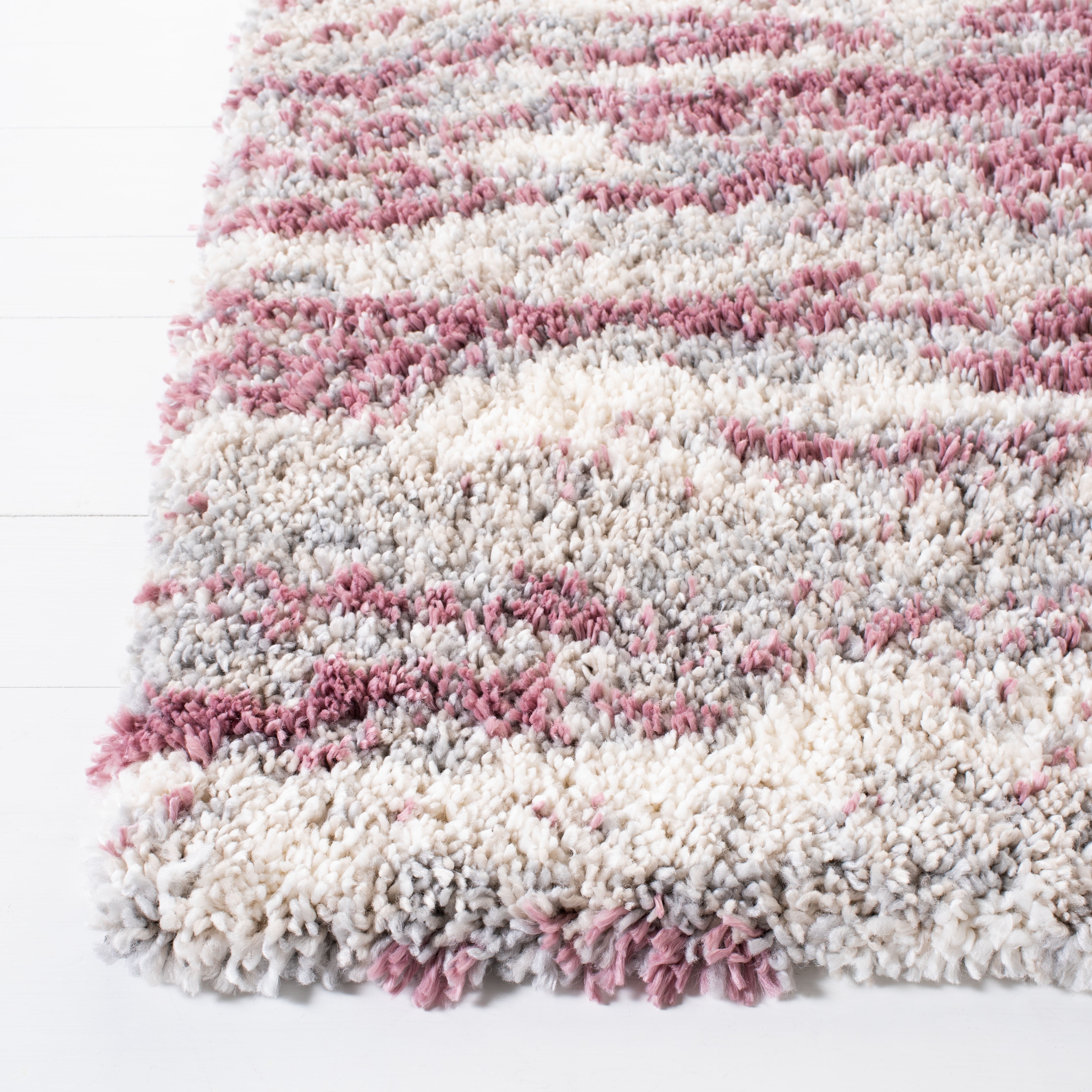 SAFAVIEH Fontana Darien Abstract Shag Area Rug, Pink/Grey, 9' x 12'