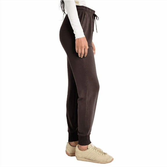 Splendid Women's Elastic Waist Drawstring Front Pocket Jogger Pants ( Dark Carbon, Large)