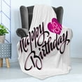 thumbnail image 4 of Birthday Soft Flannel Fleece Throw Blanket, Vintage Typography Hand Lettering Calligraphy Pink Heart Message, Cozy Plush for Indoor and Outdoor Use, 70" x 90", Fuchsia Black White, by Ambesonne, 4 of 5