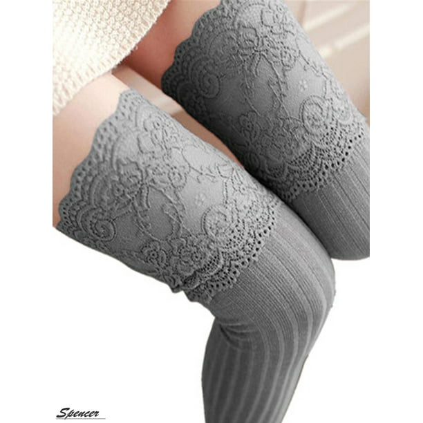 Spencer Spencer Women's Cotton Knit Thigh High Socks Over the Knee