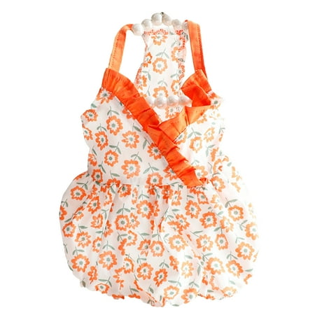Cotton Floral Printed Dog Dress: Soft and Comfortable for Small to Medium Puppies