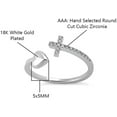 thumbnail image 3 of Savlano 18K White Gold Plated Round Cut Cubic Zirconia Sideways Cross and Heart Open Band Ring Women's Religious Ring, 3 of 5