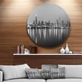 thumbnail image 2 of Designart Chicago Skyline at Night Black and White' Ultra Glossy Cityscape Circle Wall Art, 2 of 5