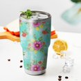thumbnail image 4 of 30oz Pioneer Flower Floral Print Pattern Tumbler, Double Wall Vacuum Insulated Cup, BPA-Free Leak Proof Lid & Reusable Straws, Hot 12h, Cold 34h, 4 of 6