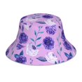thumbnail image 3 of Daiia Violet Pattern Bucket Hat - Trendy Cotton Sun Hat for Beach, Golf, Fishing - Fun Outdoor Vacation Boonie for Men and Women, 3 of 9