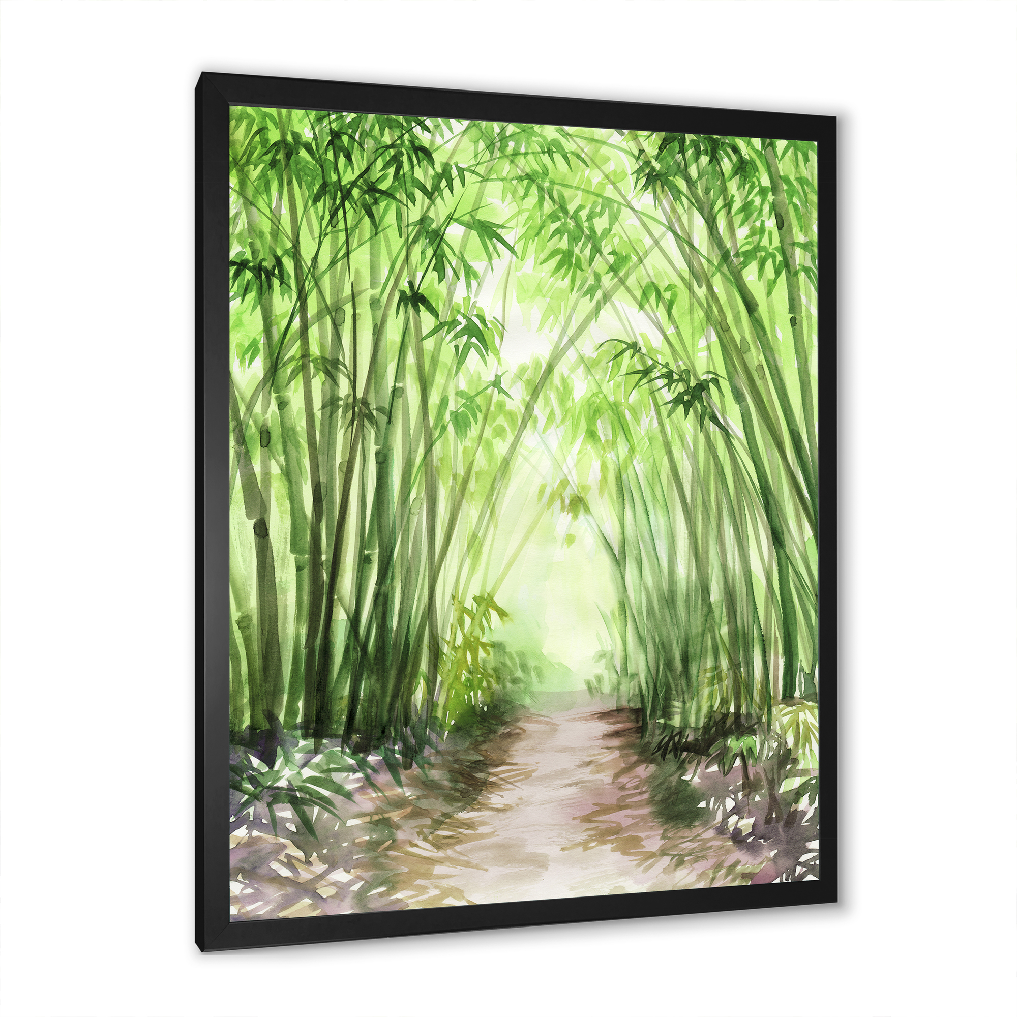 Designart 'Little Road Through Bamboo Forest' Traditional Framed Art Print