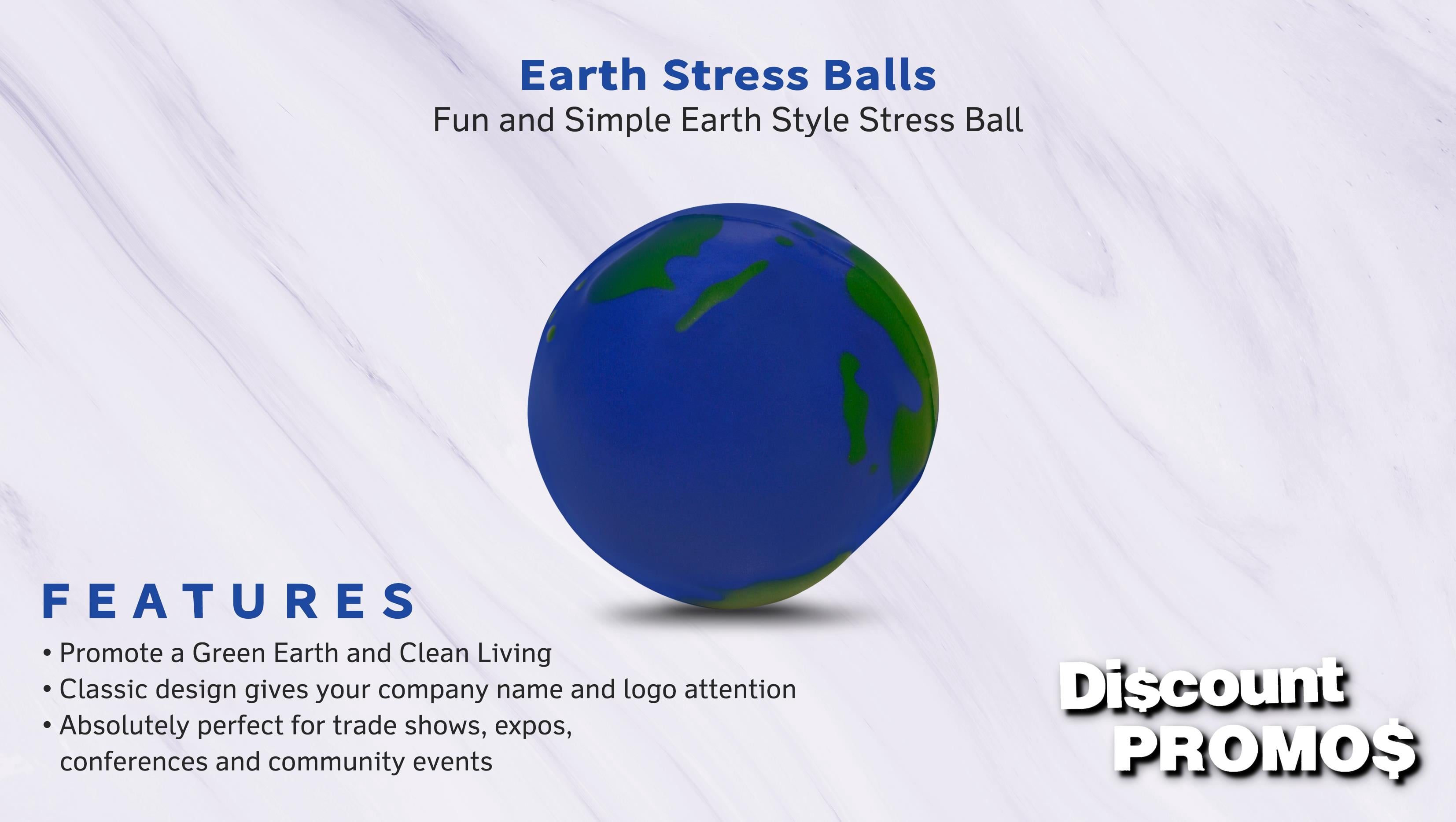 10 Earth Stress Balls Pack - PU Foam, Squeezable - Blue