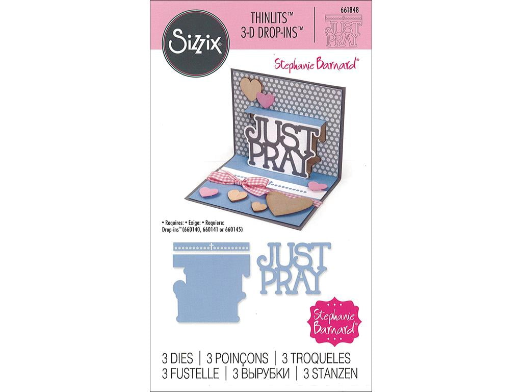 Sizzix SBarnard Thinlits Die 3D Drop-ins Just Pray