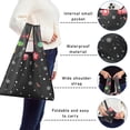 thumbnail image 5 of 5 Pack Foldable Shopping Bag,Black Christmas Ornament Pattern Reusable Grocery Bags with Pockets,Large Reusable Tote Bags with Handles Waterproof & Lightweight, 5 of 6