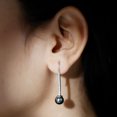 thumbnail image 4 of Rosec Jewels Tahitian Pearl Dangle Earrings for Women - 15 Carat - Black Pearl Diamond Earrings - AAA Grade - Ready to Gift, 10K White Gold, 4 of 6